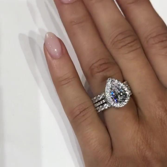 Jorrio handmade created diamond vintage 3 pieces  wedding ring set