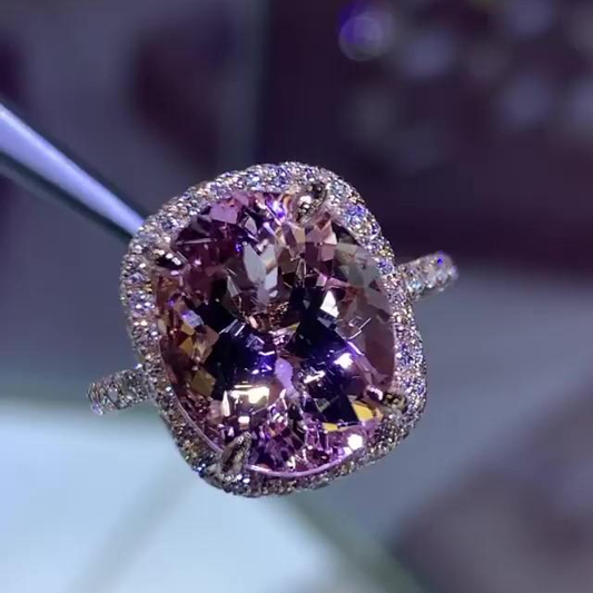 Jorrio handmade vintage pink diamond sterling silver engagement ring