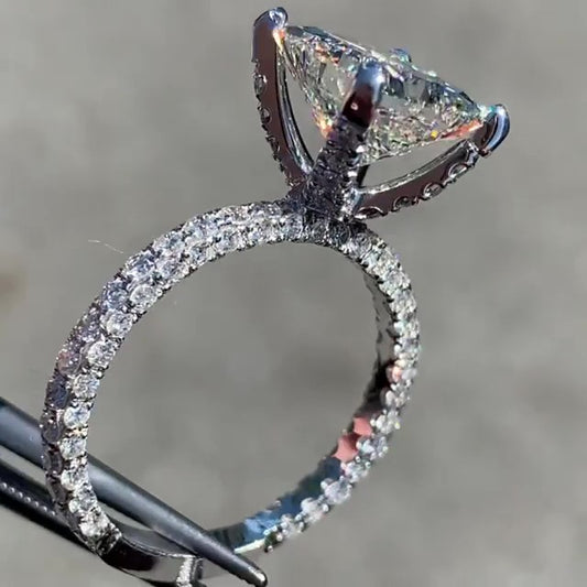 Jorrio handmade princess cut created diamond radian cut sterling silver engagement ring