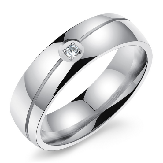 Jorrio Round Diamond Titanium Steel MEN'S Wedding Ring Men's Band
