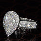 Jorrio handmade vintage pear shaped halo diamond sterling silver engagement ring