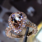Jorrio handmade vintage classic pear shaped halo diamond sterling silver engagement ring