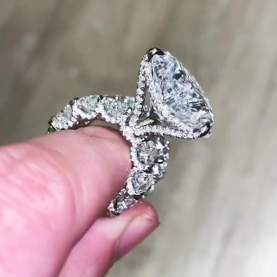 Jorrio classic heart shaped created diamond sterling silver wedding bridal set