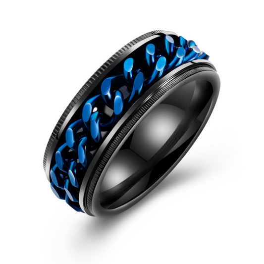Jorrio Blue Chain Titanium Steel MEN'S Wedding Ring Men's Band