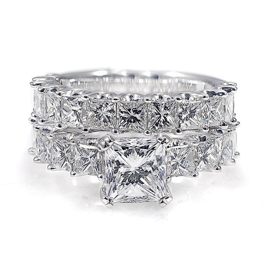 Jorrio handmade created diamond 2 ct princess cut with princess cut u-prong ring set