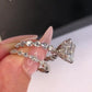 Jorrio handmade radiant cut created diamond wedding ring sterling silver bridal set
