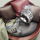 Jorrio vintage round cut diamond sterling silver engagement ring wedding ring