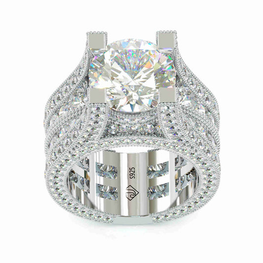 Jorrio handmade 5ct brilliant round created diamond sterling silver engagement ring