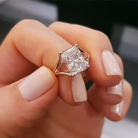 Jorrio radiant cut created diamond vintage wedding ring sterling silver engagement ring