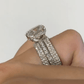 Jorrio handmade pear cut created diamond sterling silver bridal set wedding ring