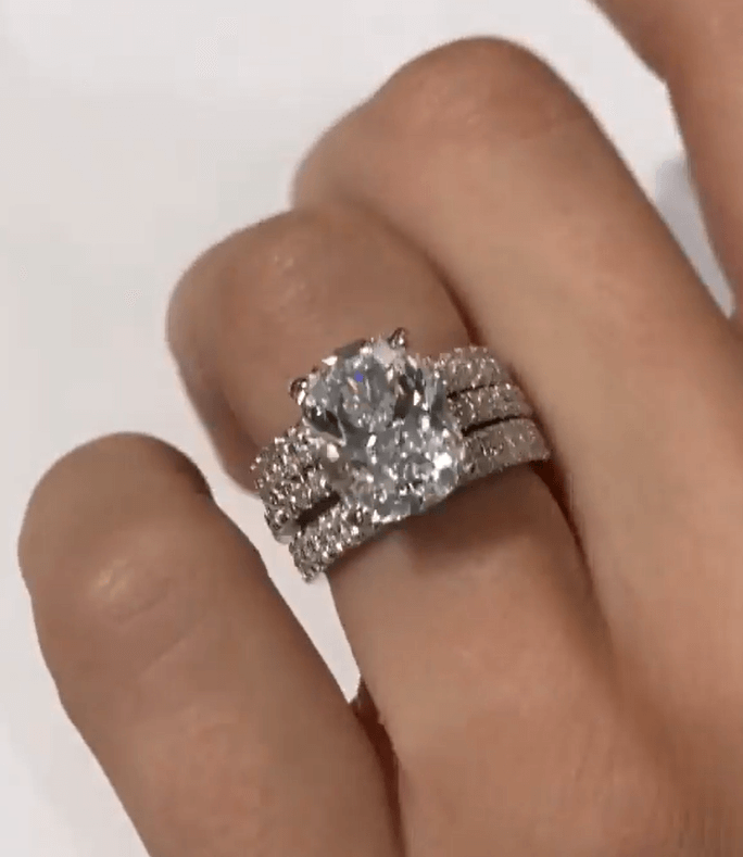 Jorrio handmade pear cut created diamond sterling silver bridal set wedding ring
