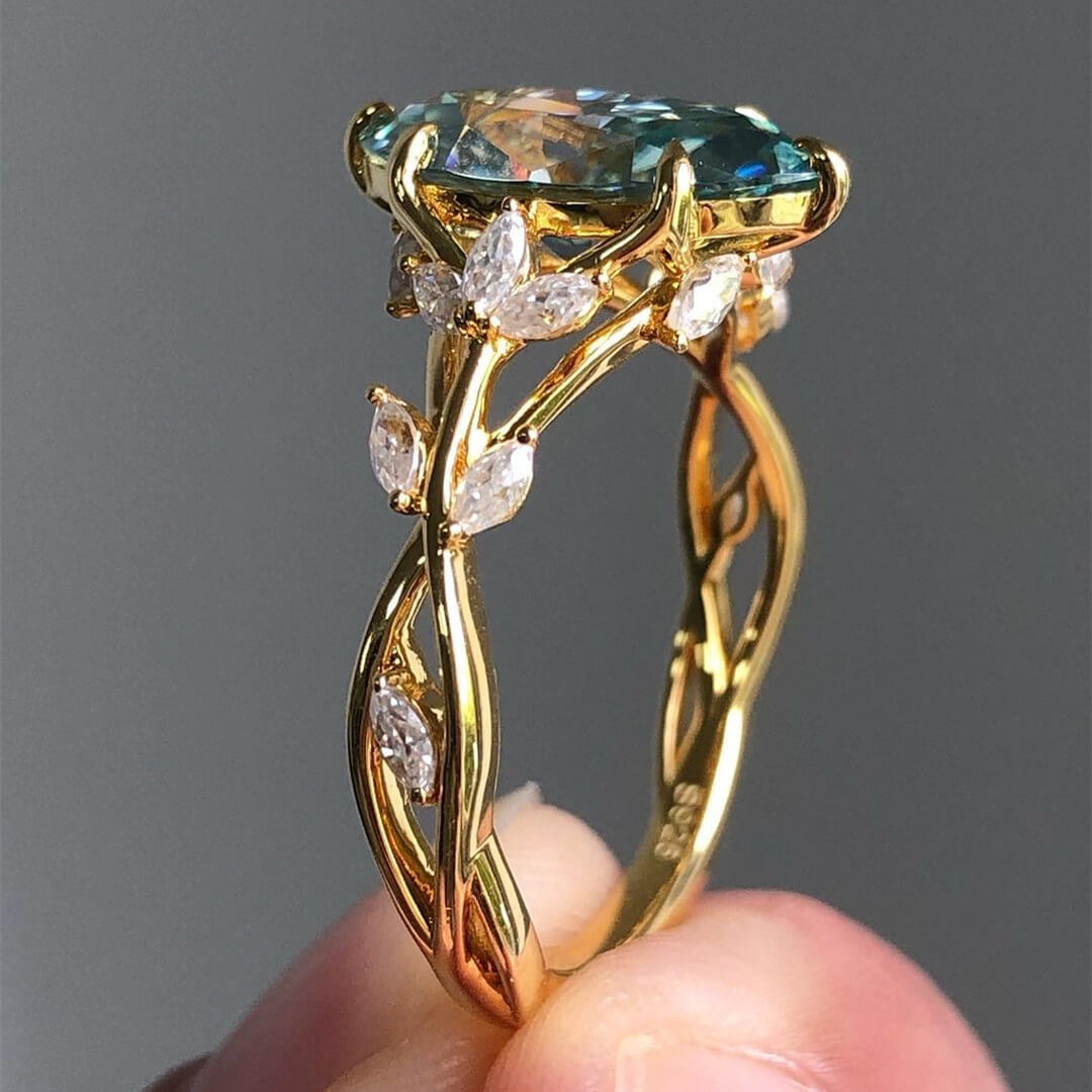 Jorrio marquise cut aquamarine diamond wedding ring sterling silver engagement ring