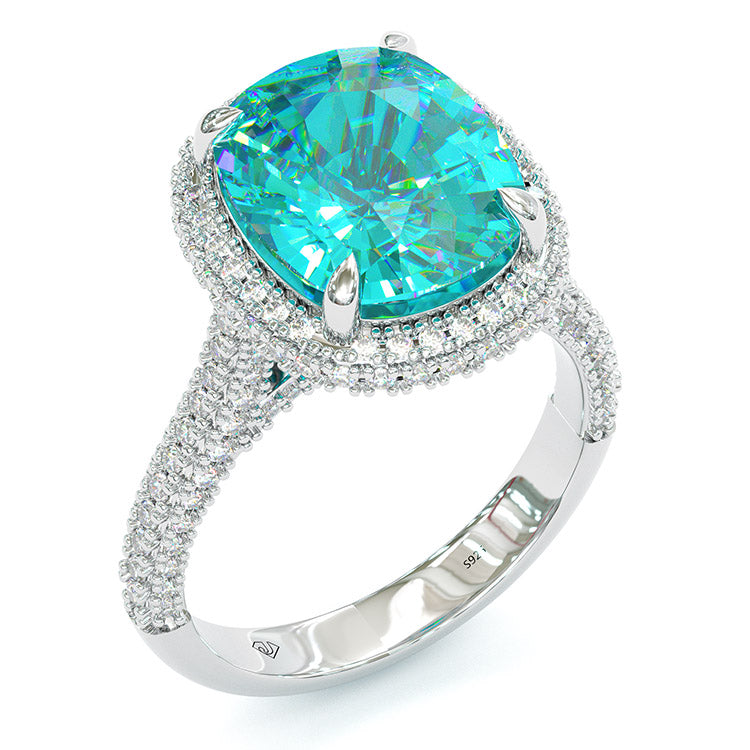 Jorrio cushion cut Paraiba gemstone handmade vintage engagement ring