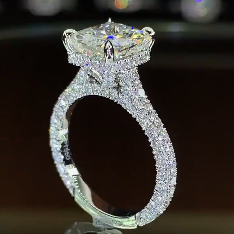 Jorrio 5ct cushion cut created diamond sterling silver engagement ring