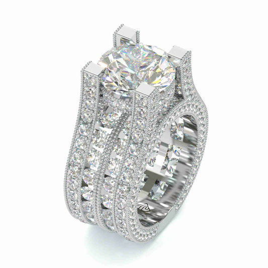 Jorrio handmade 5ct brilliant round created diamond sterling silver engagement ring