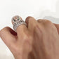 Jorrio handmade cushion cut halo 4 pcs sterling silver wedding ring bridal set