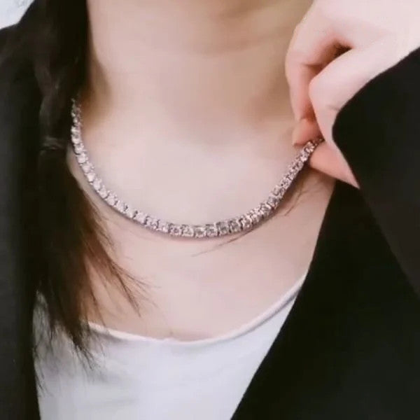 Jorrio round cut sterling silver diamond handmade necklace
