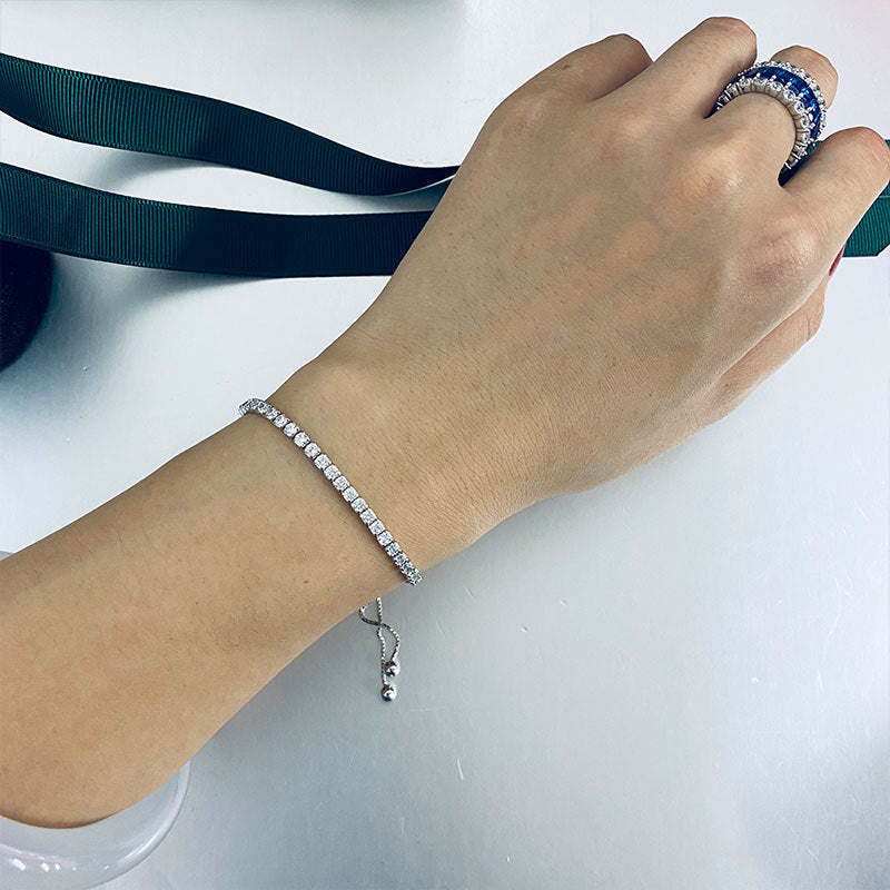 Jorrio handmade round cut simple style sterling silver bracelet