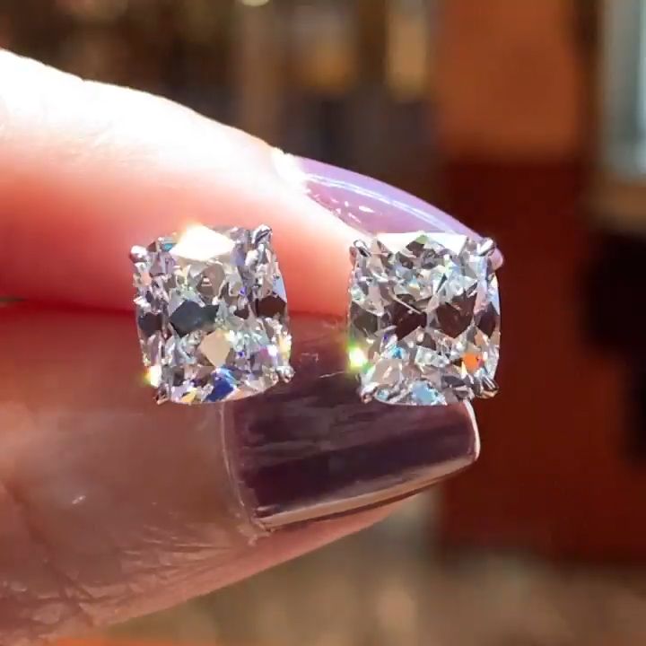 Jorrio Handmade Cushion Cut Created Diamond Earrings