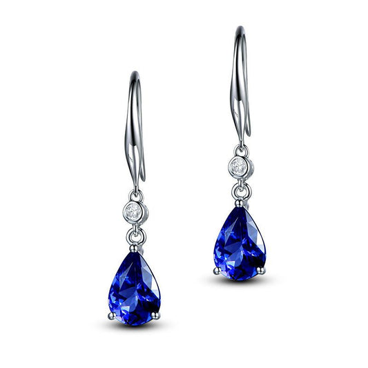 Jorrio drop shape sapphire sterling silver earrings