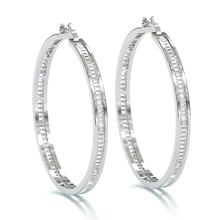Jorrio emerald cut diamond sterling silver earrings