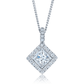 Jorrio Vintage Radiant Halo Diamond Sterling Silver Necklace