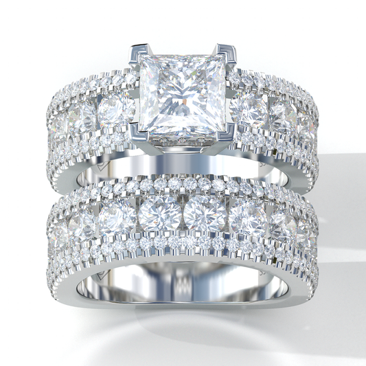 Jorrio princess cut created diamond sterling silver vintage bridal set