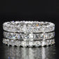 Jorrio handmade created diamond  princess cut vintage sterling silver women's band eternity wedding ring