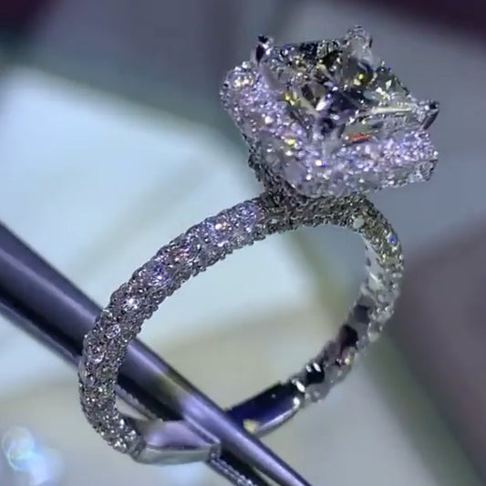 Jorrio handmade classic princess cut created diamond sterling silver engagement ring