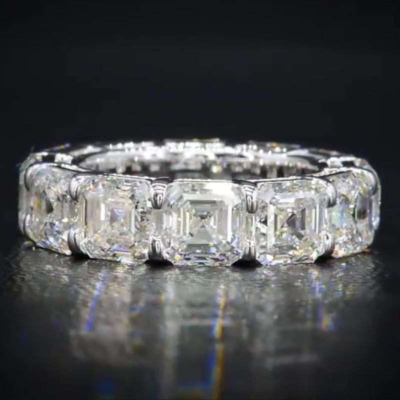 Jorrio Cushion Cut Classic Diamond Sterling Silver Women's Band Wedding Ring