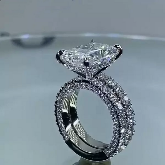 Jorrio cushion cut 5 ct created diamond sterling silver vintage wedding ring engagement ring