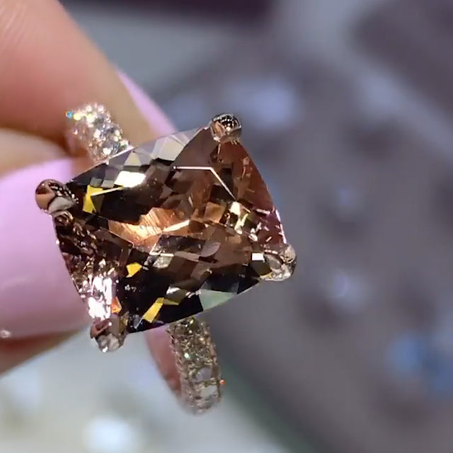 Jorrio handmade cushion cut classic sterling silver gold plated wedding ring engagement ring