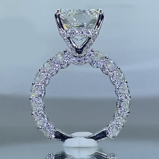 Jorrio handmade radiant cut created diamond sterling silver wedding ring