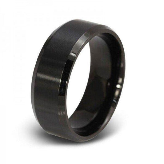 Jorrio titanium wide ring black simple style men's band