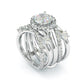 Jorrio handmade round cut  diamond wedding ring sterling silver bridal set