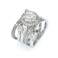 Jorrio handmade created diamond round cut 2 pcs sterling silver wedding ring bridal set