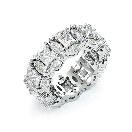 Jorrio handmade princess cut sterling silver wedding band anniversary ring