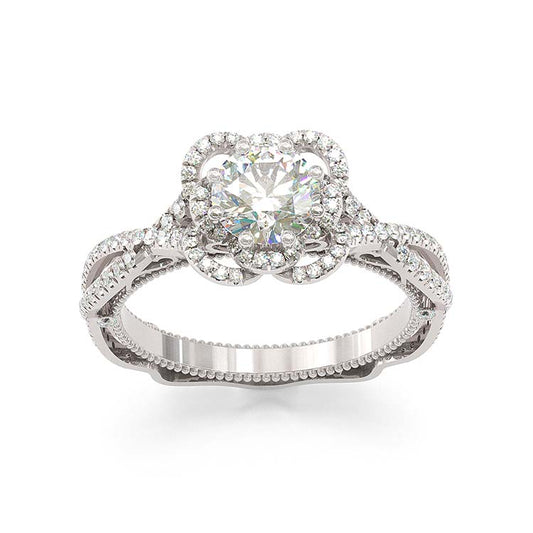 Jorrio handmade Four Leaf Clover sterling silver engagement ring wedding ring