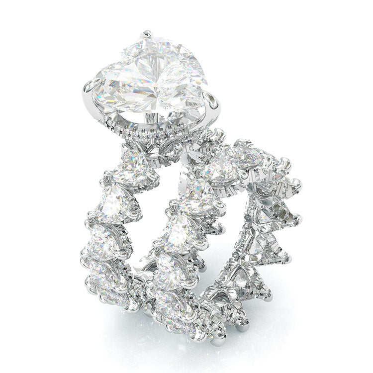 Jorrio handmade classic heart shaped created diamond sterling silver wedding bridal set