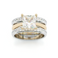 Jorrio handmade princess cut Moissanite two tone anniversary ring wedding ring bridal set