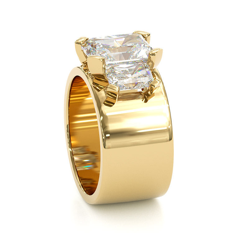 Jorrio three stone radiant cut diamond wedding sterling silver wedding ring