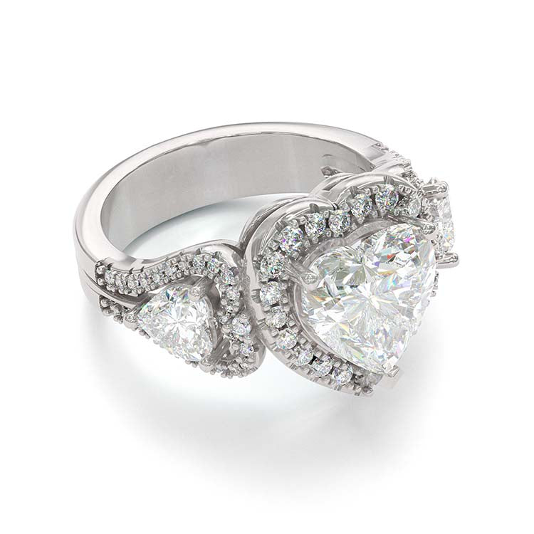 Jorrio Heart Cut Created Diamond Sterling Silver Wedding Ring Engagement Ring Vintage Ring