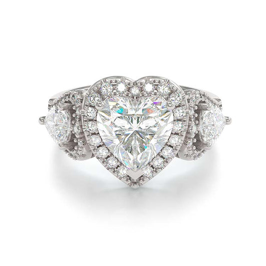 Jorrio Heart Cut Created Diamond Sterling Silver Wedding Ring Engagement Ring Vintage Ring