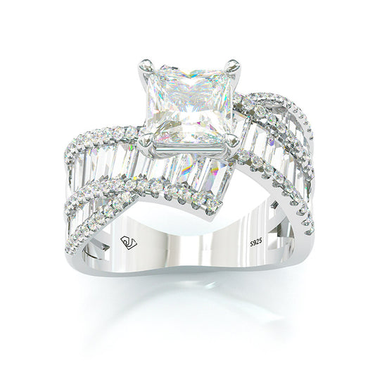 Jorrio princess cut wedding ring anniversary ring sterling silver ring