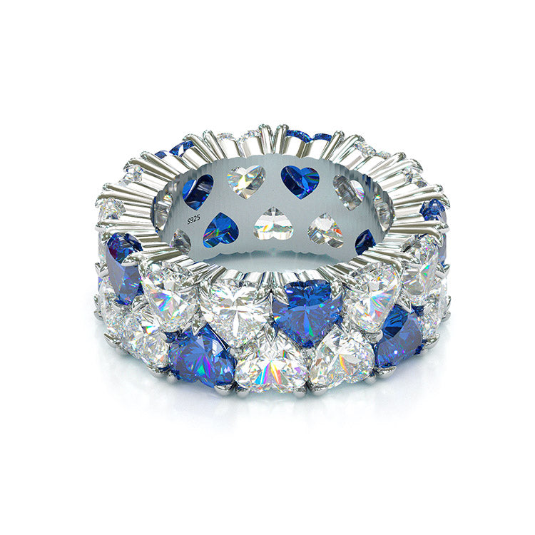 Jorrio Heart Cut Sterling Silver Wedding Eternity Women's Band