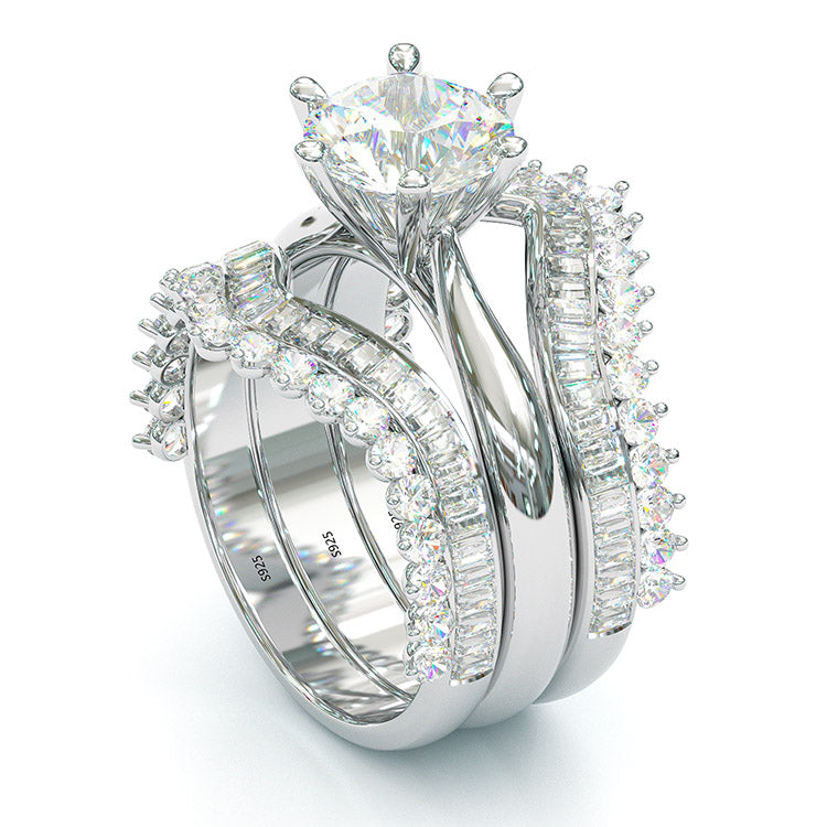 Jorrio handmade created diamond round cut vintage sterling silver engagement ring