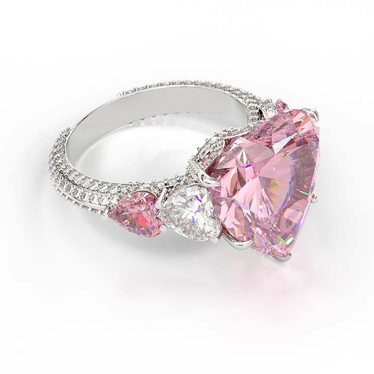 Jorrio vintage handmade heart cut created diamond sterling silver wedding ring