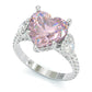 Jorrio handmade vintage heart cut three stone created diamond sterling silver wedding ring