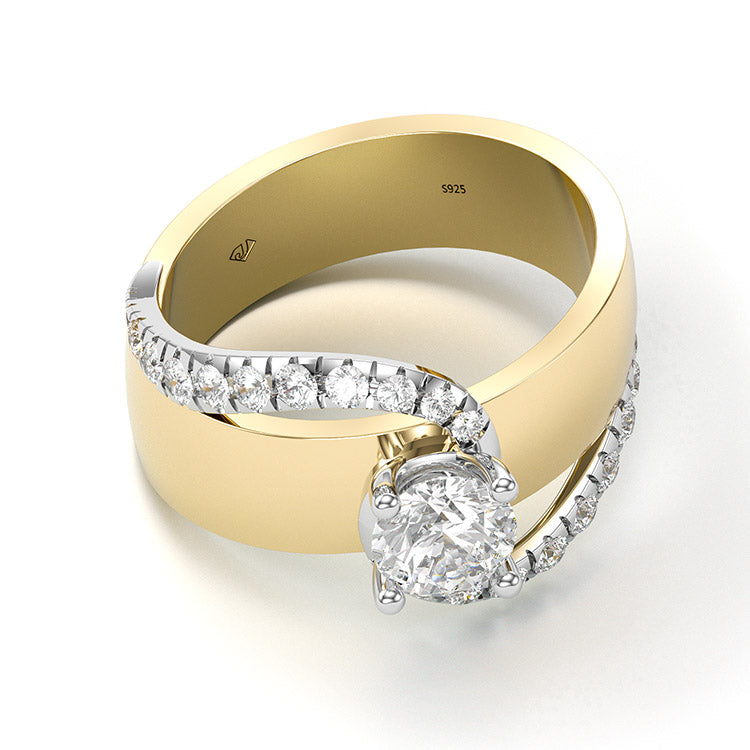 Jorrio handmade round cut Moissanite handmade classic anniversary ring wedding ring