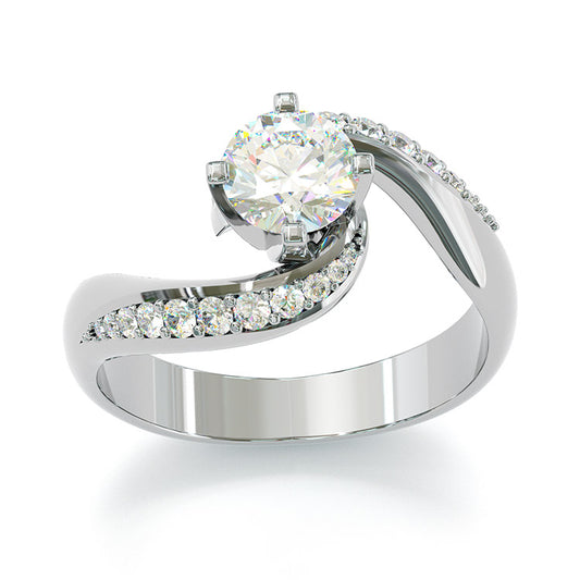 Jorrio handmade round cut sterling silver vintage engagement ring wedding ring